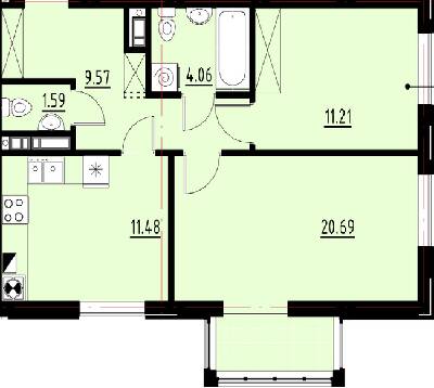 2-кімнатна 59.51 м² в ЖК Globus Comfort від забудовника, Львів