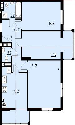 3-кімнатна 89.52 м² в ЖК Globus Comfort від забудовника, Львів