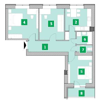 3-комнатная 77.2 м² в ЖК Компаньон от 17 550 грн/м², с. Сокольники
