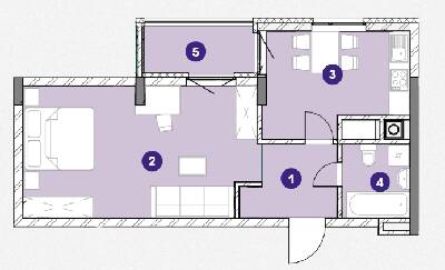 1-комнатная 47.09 м² в ЖК Америка от 12 999 грн/м², Львов