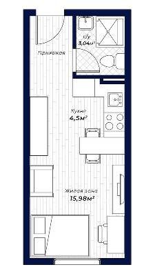 1-комнатная 26.18 м² в ЖК Dixie от 33 600 грн/м², Харьков