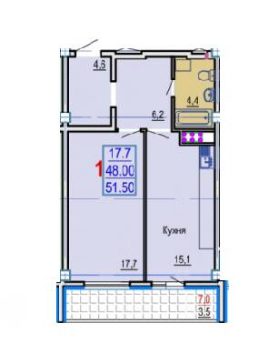 1-кімнатна 51.5 м² в ЖК Gaudi Hall від 17 500 грн/м², Харків