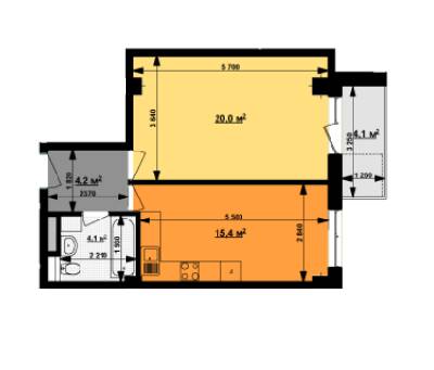 1-комнатная 44.9 м² в ЖК Вектор от 36 500 грн/м², Харьков