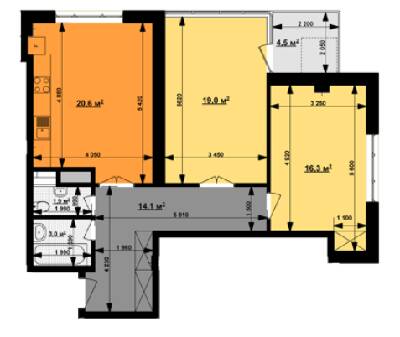 2-комнатная 76.3 м² в ЖК Вектор от 36 200 грн/м², Харьков