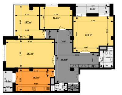 4-комнатная 126.4 м² в ЖК Вектор от 43 100 грн/м², Харьков