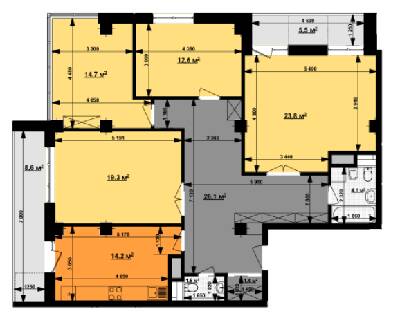 4-комнатная 123.1 м² в ЖК Вектор от 36 200 грн/м², Харьков