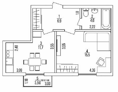 1-комнатная 39.1 м² в ЖК Воробьевы Горы на Полях от 30 150 грн/м², Харьков