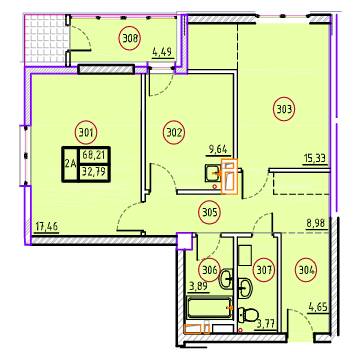 2-комнатная 68.21 м² в ЖК Дипломат от 60 350 грн/м², Харьков