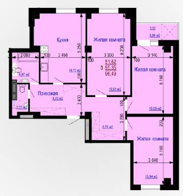 3-кімнатна 96.49 м² в ЖК Будинок на Зерновій від 14 400 грн/м², Харків