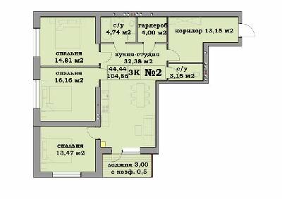 3-кімнатна 104.86 м² в ЖК Клеменова Дача від забудовника, Харків
