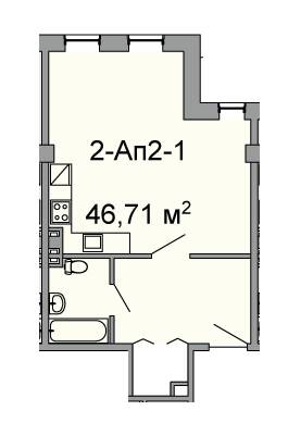 1-кімнатна 46.71 м² в ЖК Троїцький від 46 100 грн/м², Дніпро