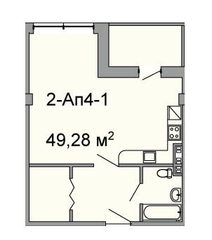 1-кімнатна 52.78 м² в ЖК Троїцький від 46 100 грн/м², Дніпро