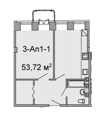 1-кімнатна 53.72 м² в ЖК Троїцький від 46 100 грн/м², Дніпро