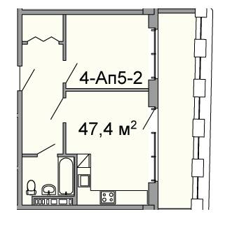 2-кімнатна 47.4 м² в ЖК Троїцький від 33 750 грн/м², Дніпро