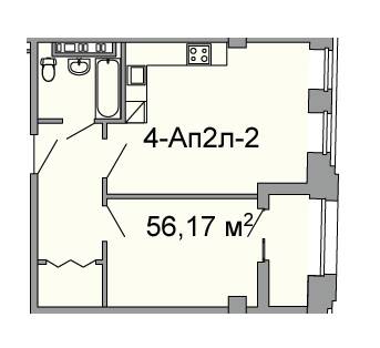 2-кімнатна 56.17 м² в ЖК Троїцький від 33 750 грн/м², Дніпро