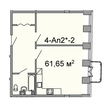 2-кімнатна 61.65 м² в ЖК Троїцький від 33 750 грн/м², Дніпро