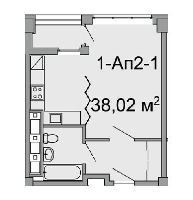 1-кімнатна 38.02 м² в ЖК Троїцький від 43 650 грн/м², Дніпро