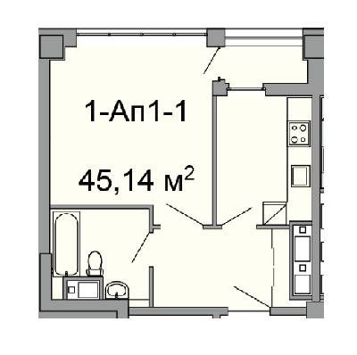 1-кімнатна 45.14 м² в ЖК Троїцький від 46 100 грн/м², Дніпро