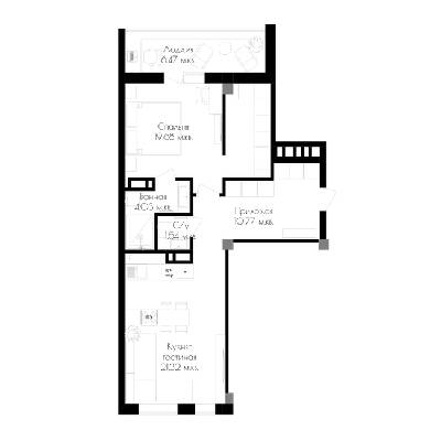 1-кімнатна 63.98 м² в ЖК Континенталь на Валентинівській від 31 050 грн/м², Харків