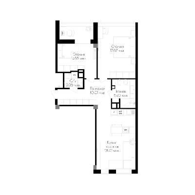2-кімнатна 72.47 м² в ЖК Континенталь на Валентинівській від 22 750 грн/м², Харків