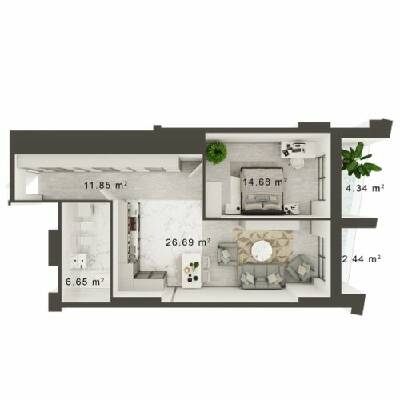 1-комнатная 63.42 м² в ЖК Central Park от 31 150 грн/м², Днепр