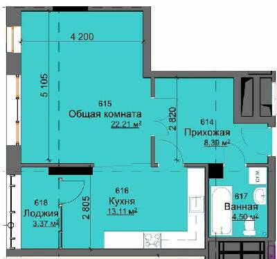 1-кімнатна 51.58 м² в ЖК Кристал від забудовника, Харків