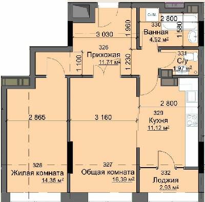 2-кімнатна 62.99 м² в ЖК Кристал від 25 500 грн/м², Харків