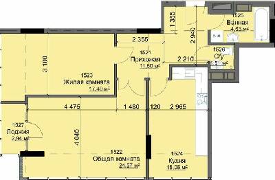 2-кімнатна 77.61 м² в ЖК Кристал від 22 500 грн/м², Харків