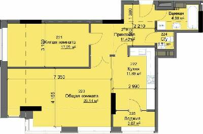 2-кімнатна 77.93 м² в ЖК Кристал від 25 500 грн/м², Харків