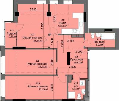 3-кімнатна 100.11 м² в ЖК Кристал від 25 500 грн/м², Харків