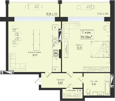 1-кімнатна 99.98 м² в ЖК Avinion від 19 200 грн/м², Одеса