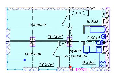 2-кімнатна 52.27 м² в ЖК Миронова від 26 700 грн/м², Дніпро