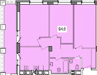 3-комнатная 94 м² в ЖК Victory Hall от застройщика, Днепр