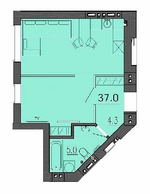 1-комнатная 37 м² в ЖК Воронцовский от 22 700 грн/м², Днепр