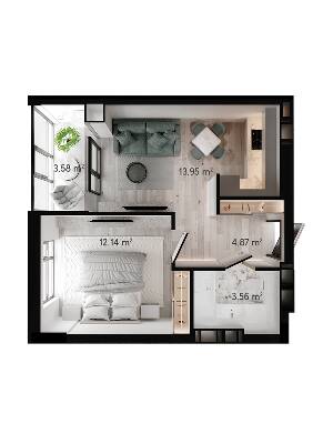 1-комнатная 39.01 м² в ЖК GENEVE от 21 500 грн/м², Днепр
