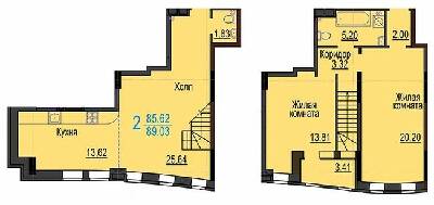 Дворівнева 89.03 м² в ЖК Меридіан від 13 700 грн/м², Харків