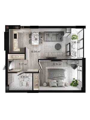 1-комнатная 49.33 м² в ЖК GENEVE от 21 500 грн/м², Днепр
