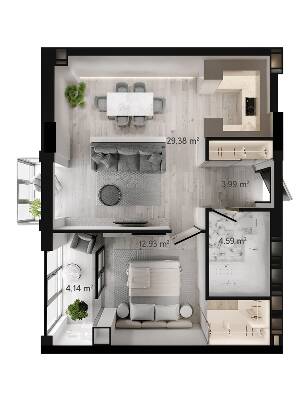 1-комнатная 55.83 м² в ЖК GENEVE от 22 500 грн/м², Днепр