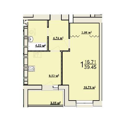 1-комнатная 39.45 м² в ЖК Мира-2 от 12 000 грн/м², Харьков