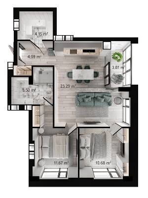 2-комнатная 65.63 м² в ЖК GENEVE от 22 500 грн/м², Днепр