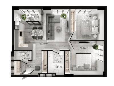 2-комнатная 69.28 м² в ЖК GENEVE от 22 500 грн/м², Днепр