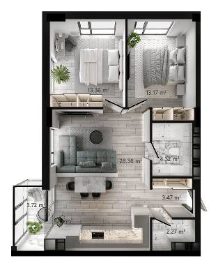2-комнатная 69.95 м² в ЖК GENEVE от 22 500 грн/м², Днепр