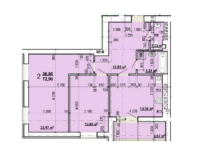 2-комнатная 72.98 м² в ЖК Мира-2 от застройщика, Харьков