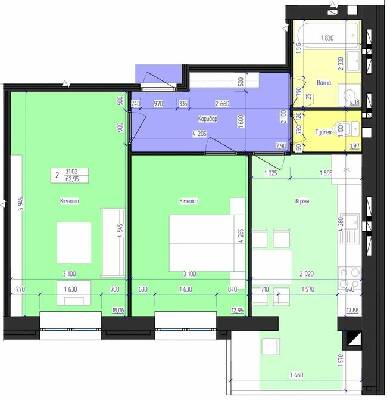 2-комнатная 62.95 м² в ЖК Олимпийский от 17 500 грн/м², Харьков