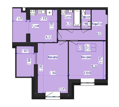 2-комнатная 67.7 м² в ЖК Олимпийский от 17 500 грн/м², Харьков