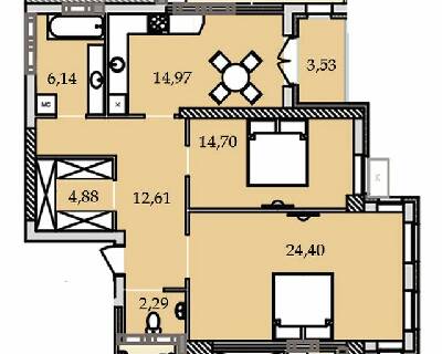 2-комнатная 82.02 м² в ЖК Premier Tower от 31 700 грн/м², Винница