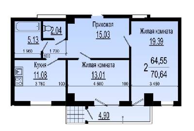 2-кімнатна 70.64 м² в ЖК Павловський квартал від 20 350 грн/м², Харків