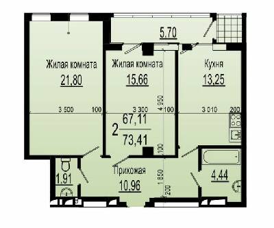 2-кімнатна 73.41 м² в ЖК Павловський квартал від 20 350 грн/м², Харків