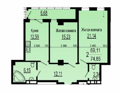 2-кімнатна 74.85 м² в ЖК Павловський квартал від 20 350 грн/м², Харків