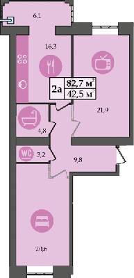2-комнатная 82.7 м² в ЖК SokolovSky от застройщика, Днепр